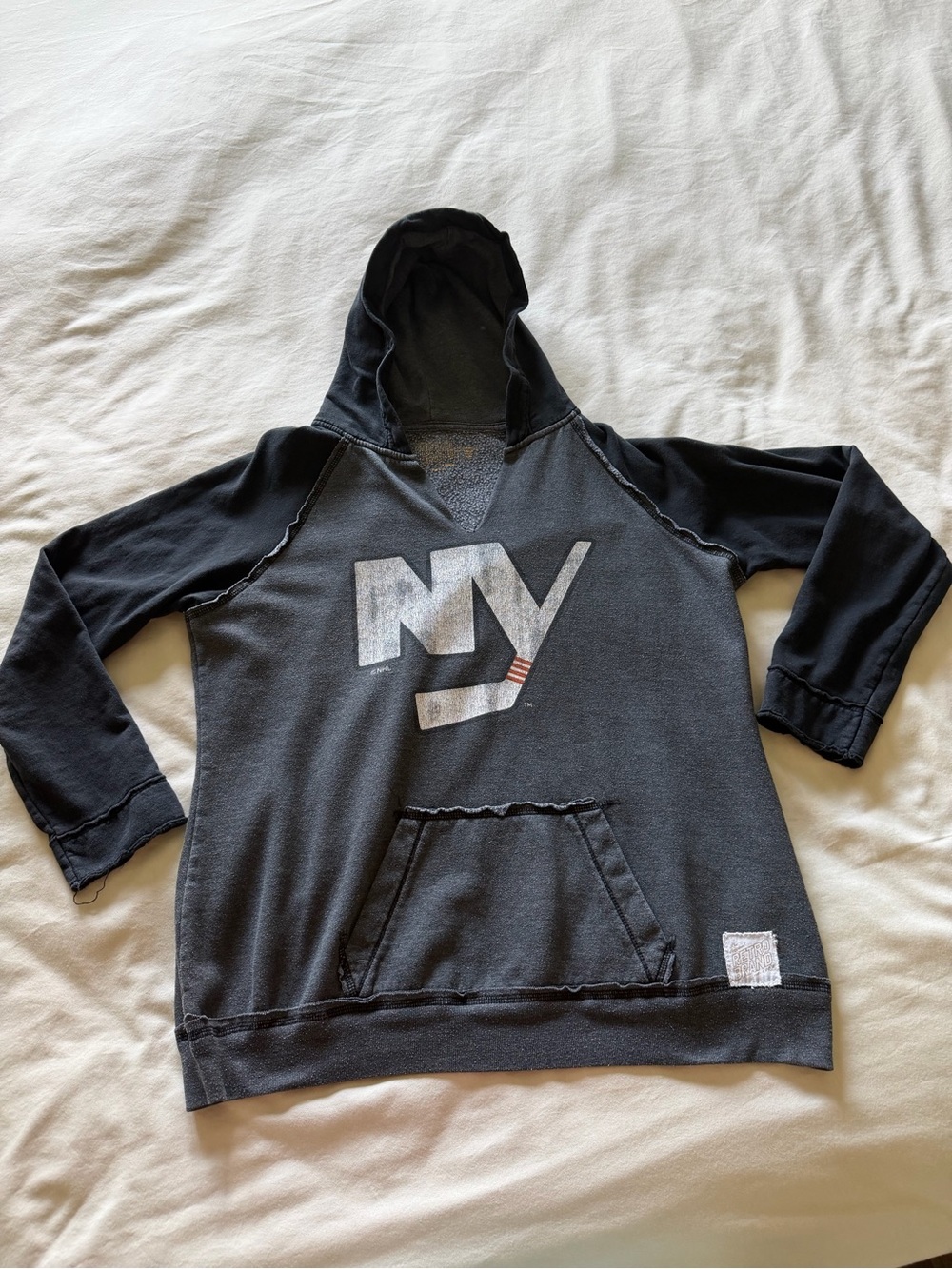 Hockey Gray/Black Hooded Sweatshirt with NY Hockey Graphic